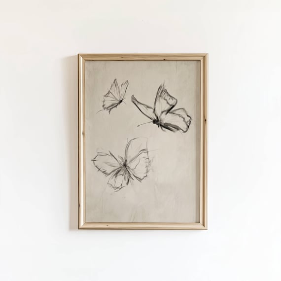 Vintage Butterfly Sketch, Insect Art Print