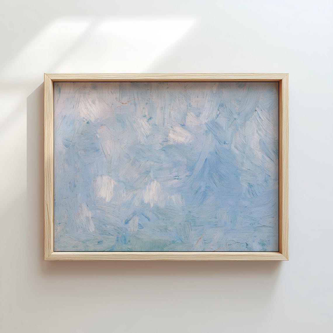 Soft Blue Abstract Brushstroke Painting Calm Minimalist Poster