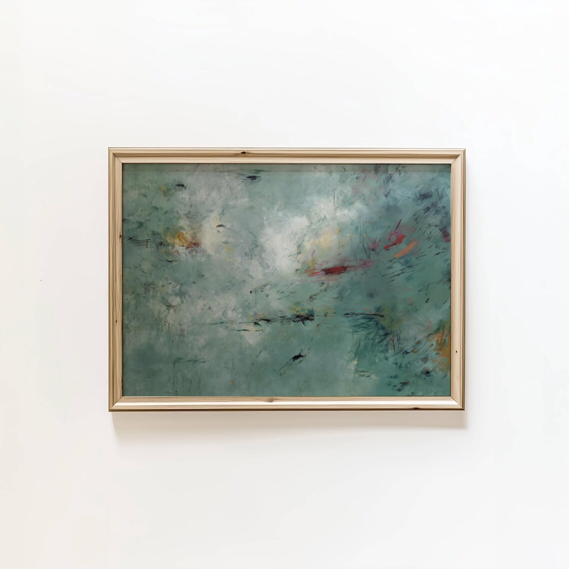 Abstract Blue Green Oil Painting Modern Contemporary Wall Poster