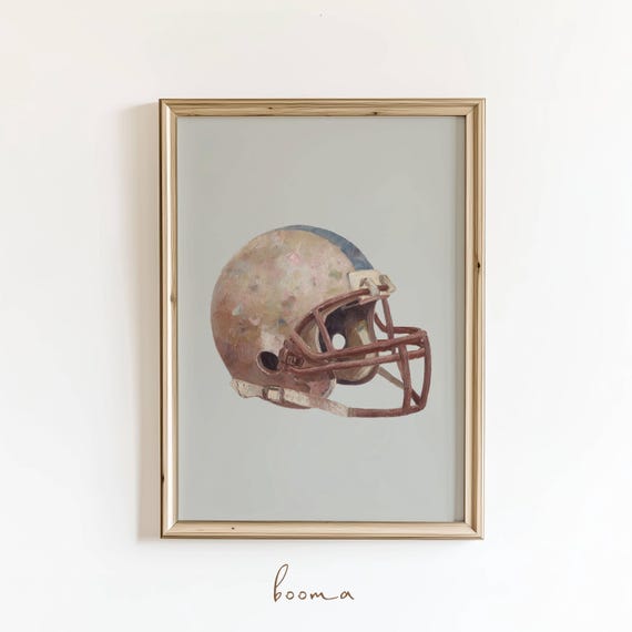Football Helmet Print Vintage Illustration Trendy Sports Decor Boys Room Digital Download
