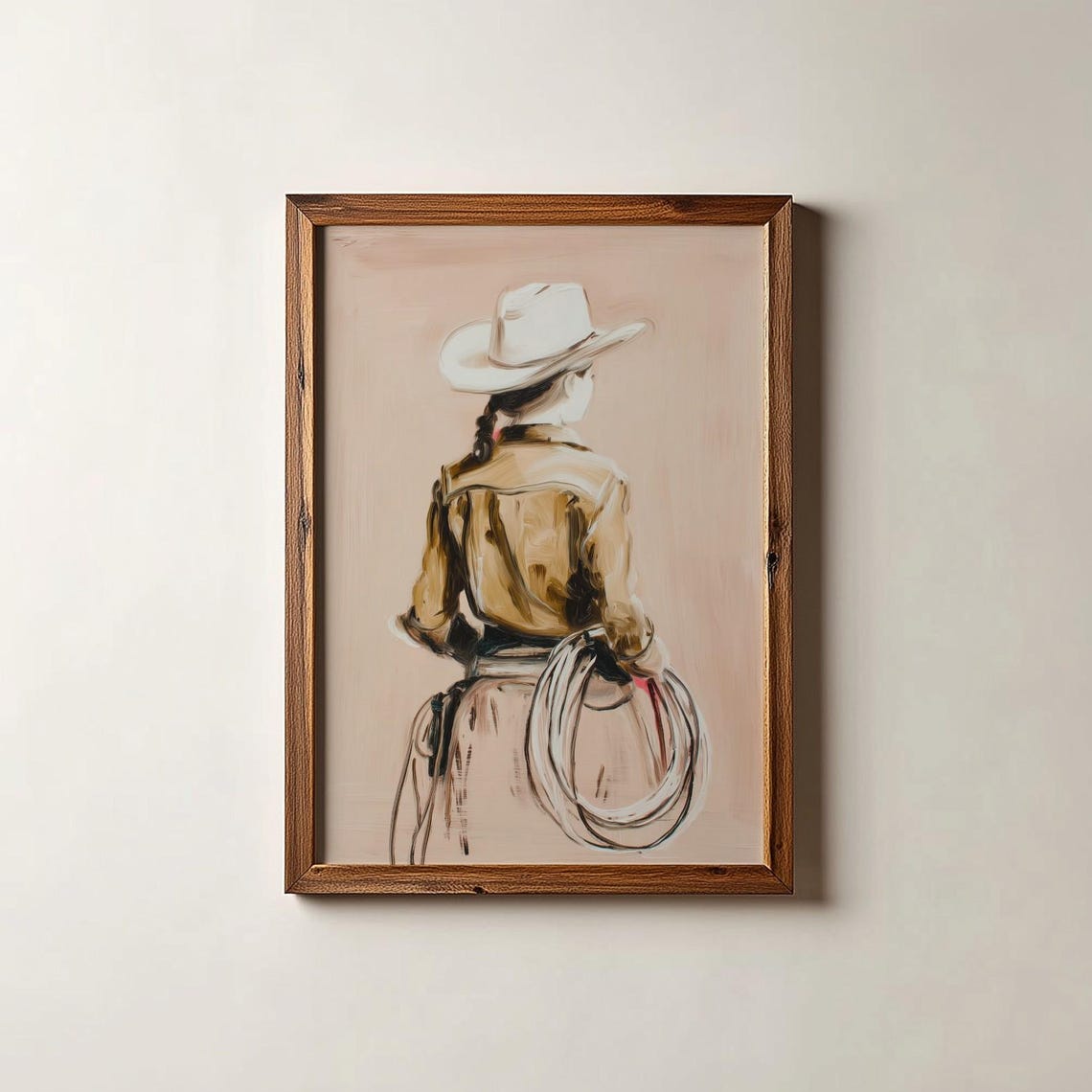 Modern Cowgirl Art Print Pink Western Style Decor Digital Download