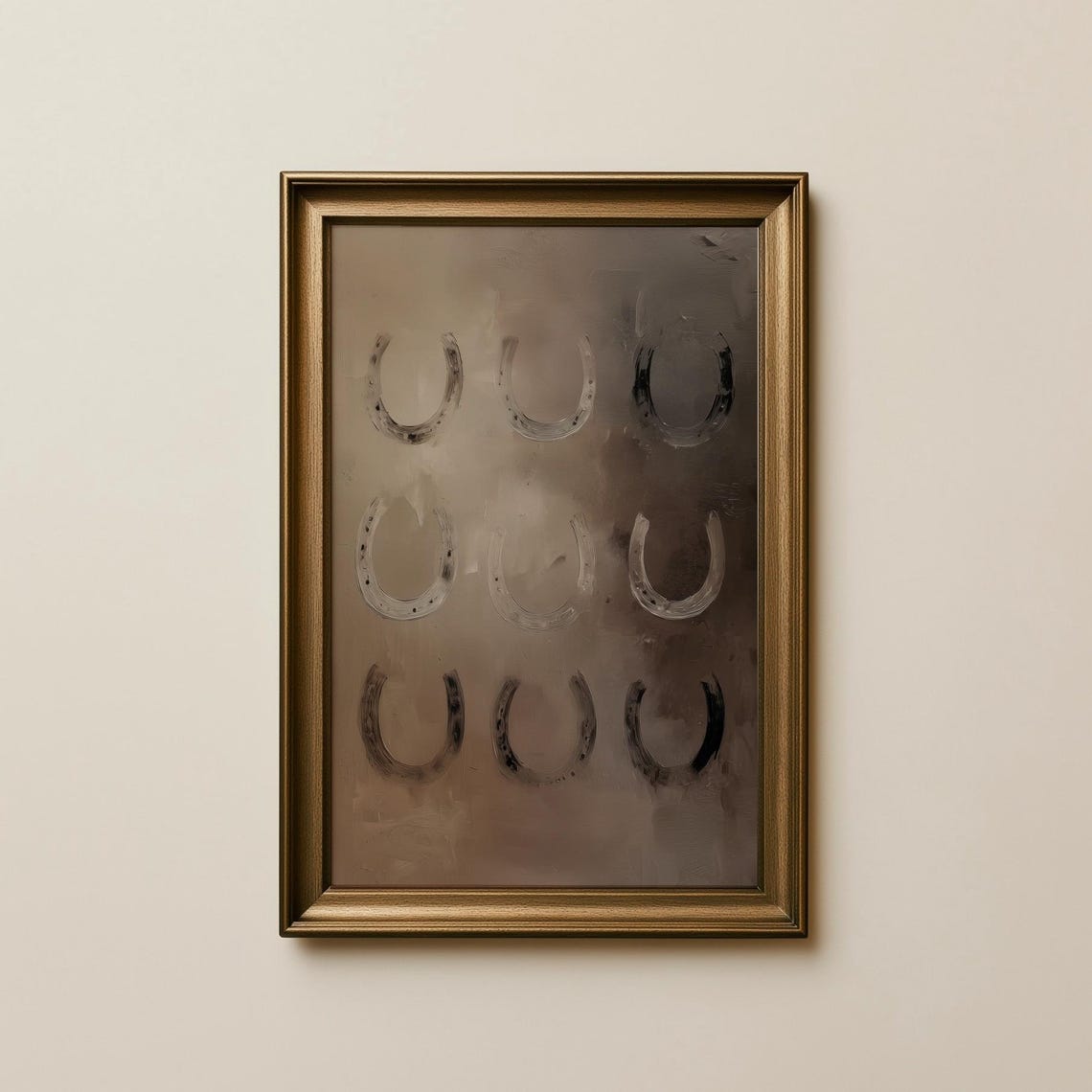 Vintage Rustic Horseshoe Grid Lucky Nine Western Wall Decor Poster