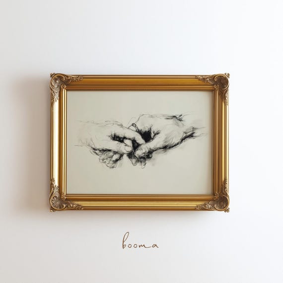Romantic Print Holding Hands Wall Art Coulpes Living Room Decor Sketch Poster Digital Download