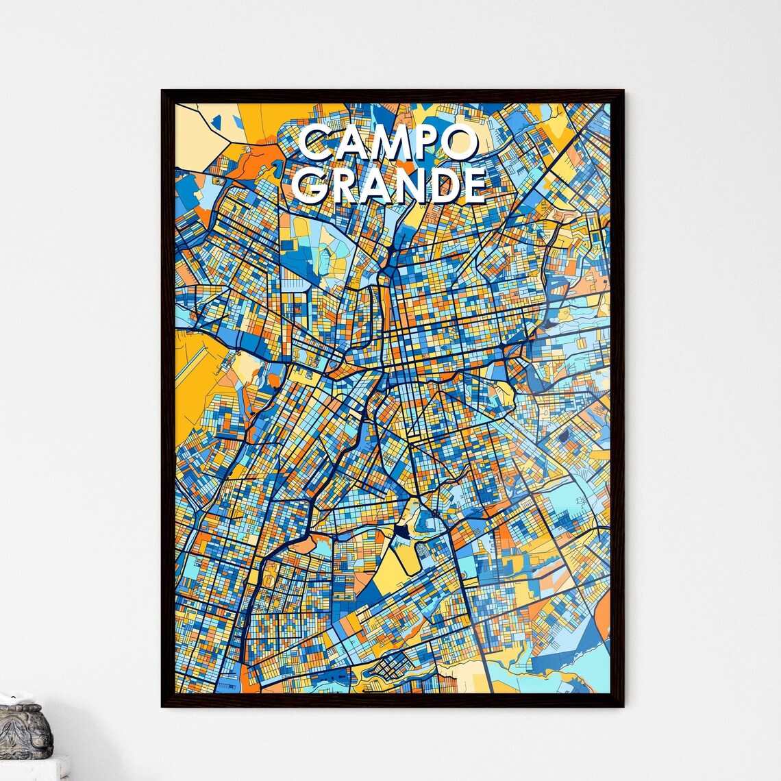 Campo Grande Brazil Colorful Modern City Street Map Travel Decor Poster