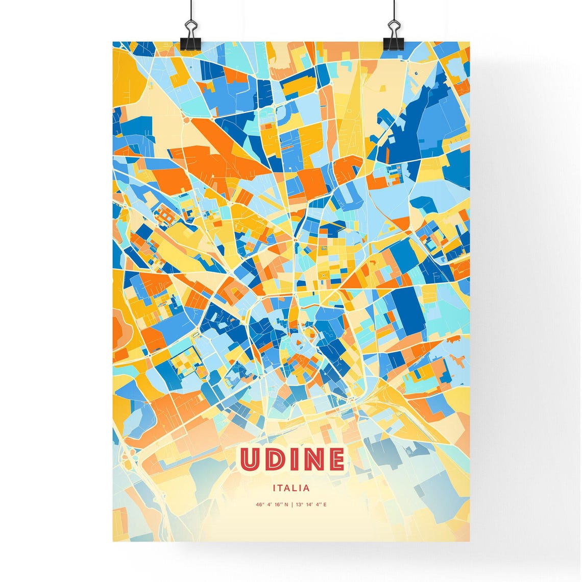 Udine Italy Colorful Friulian City Map Coordinates Art Poster - Image 3