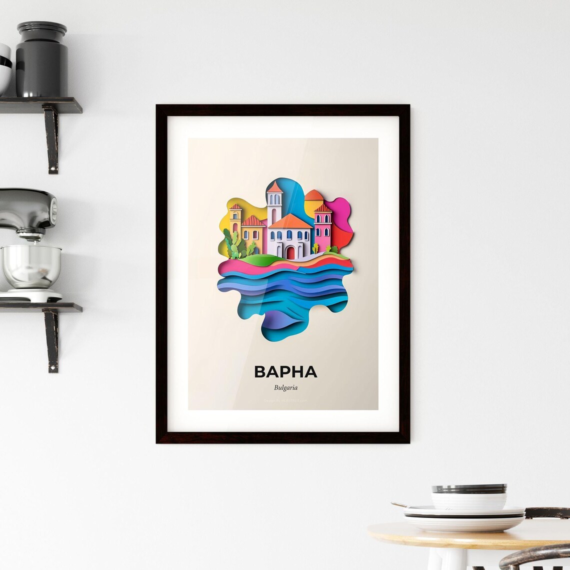 Varna Bulgaria Colorful Paper Cut Black Sea Waves Travel Poster - Image 2