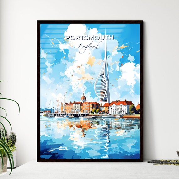 Portsmouth England Spinnaker Tower Harbor Watercolor Art Poster