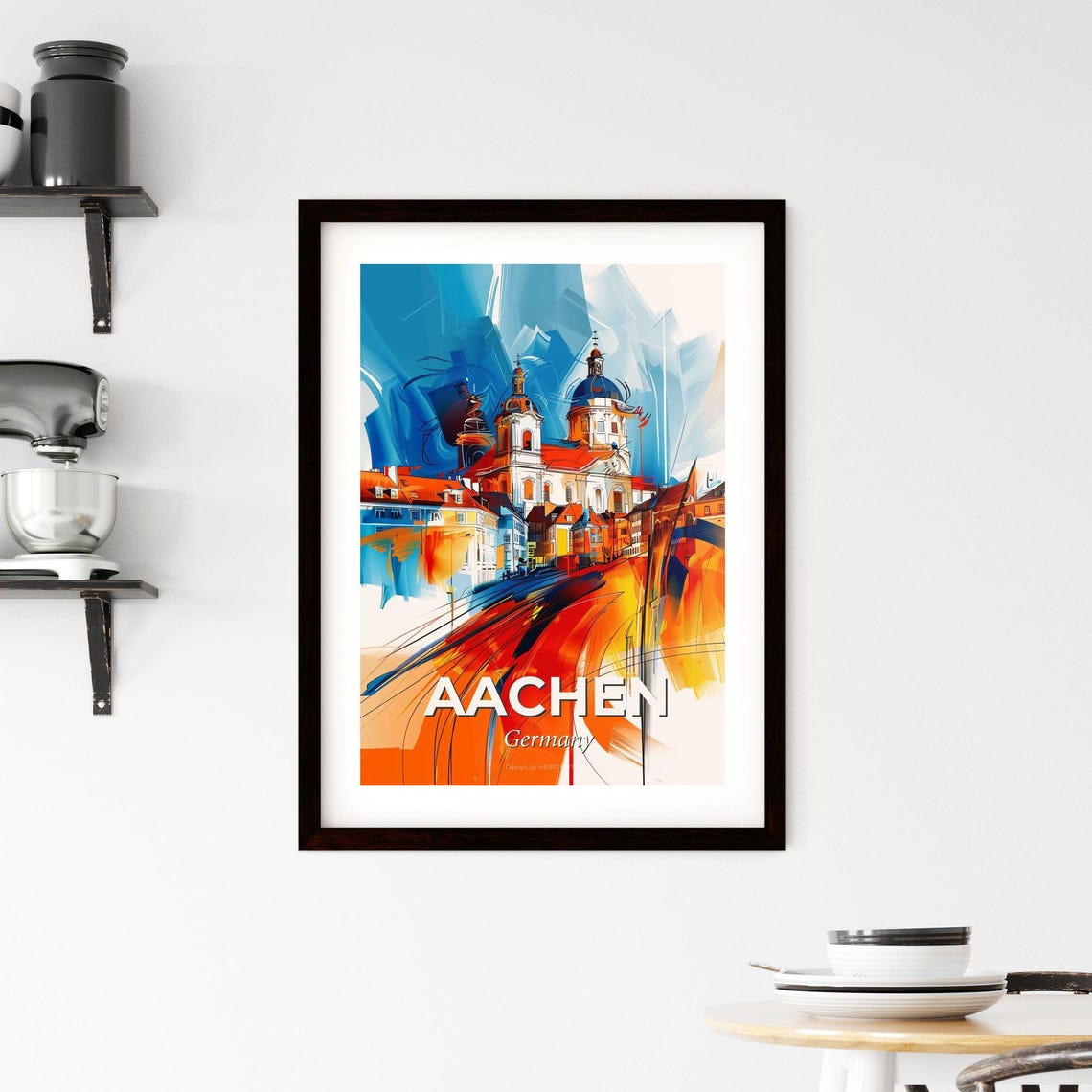 Aachen Germany Bold Abstract Cathedral Dome Painting Art Poster - Image 2