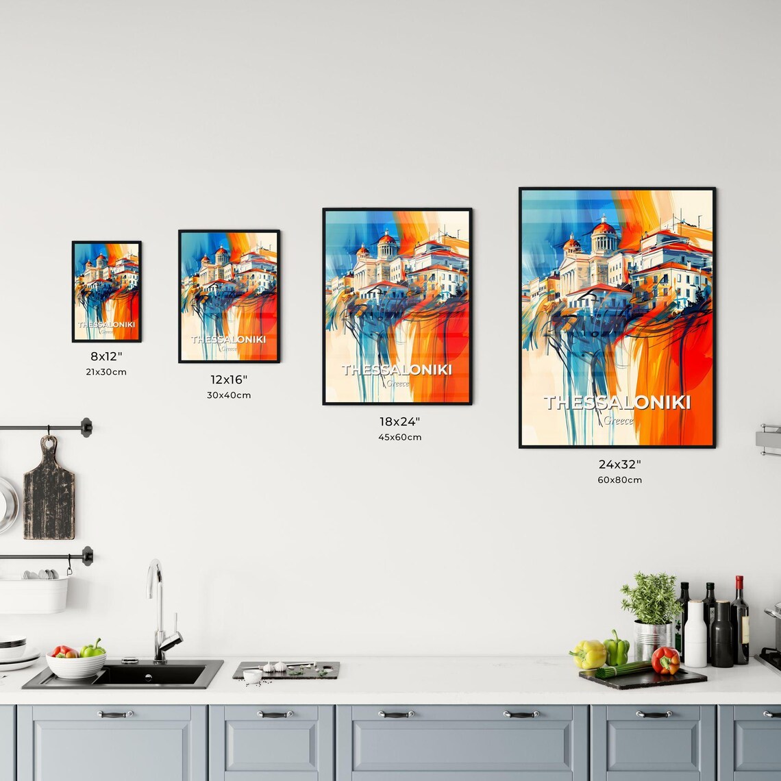 Thessaloniki Greece Vibrant Abstract White Church Art Poster - Image 3
