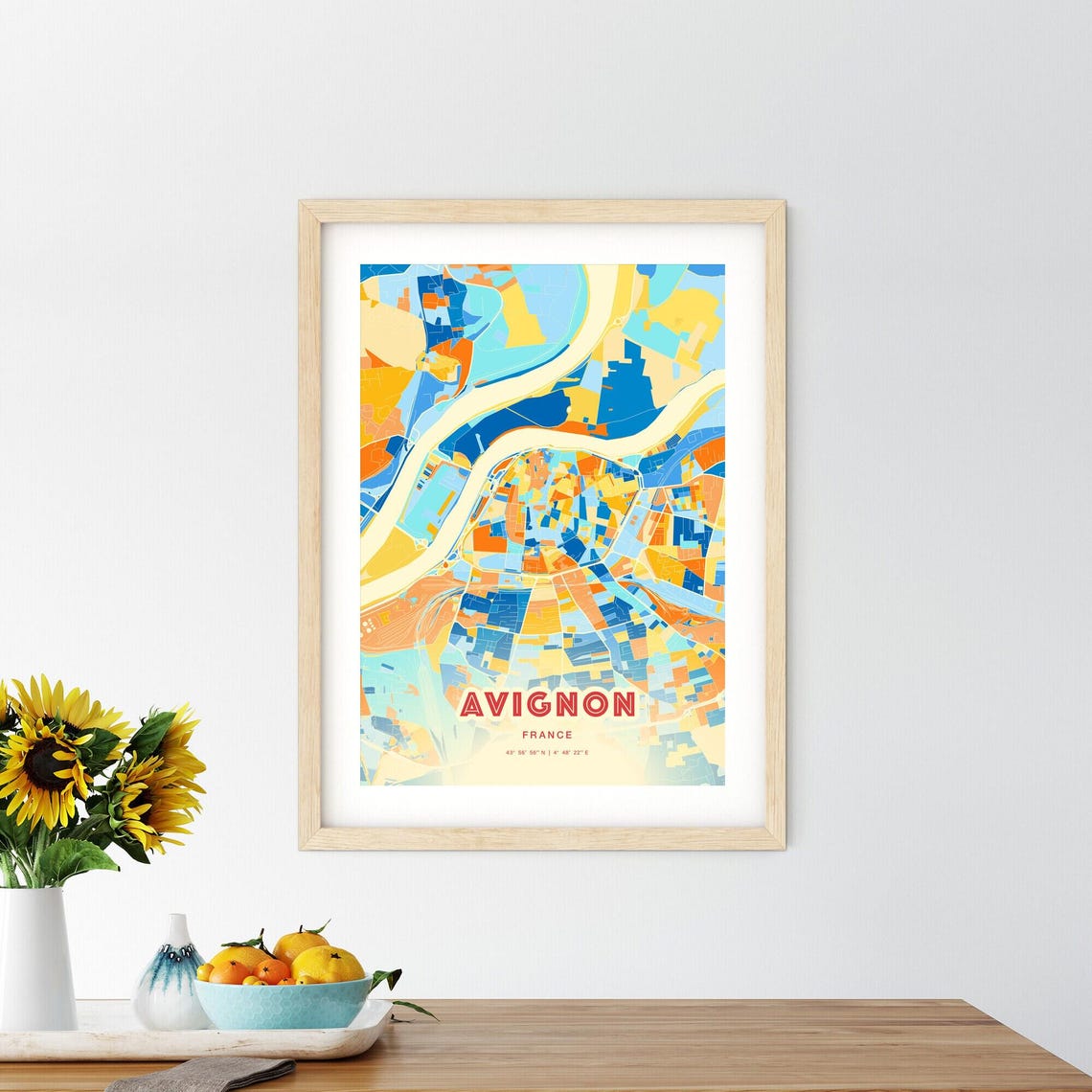 Avignon France Colorful City Map Coordinates Modern Art Poster - Image 2