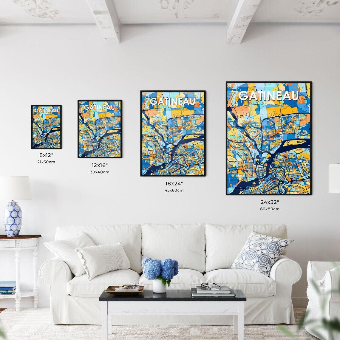 Gatineau Canada Bold Colorful Vibrant City Street Map Art Poster - Image 3