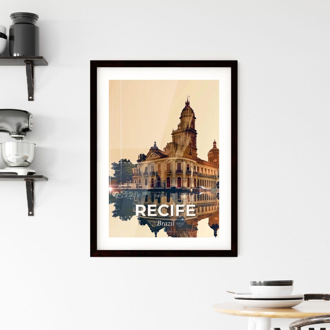 Recife Brazil Historic Twin Tower Palace Reflection Art Poster - Image 2