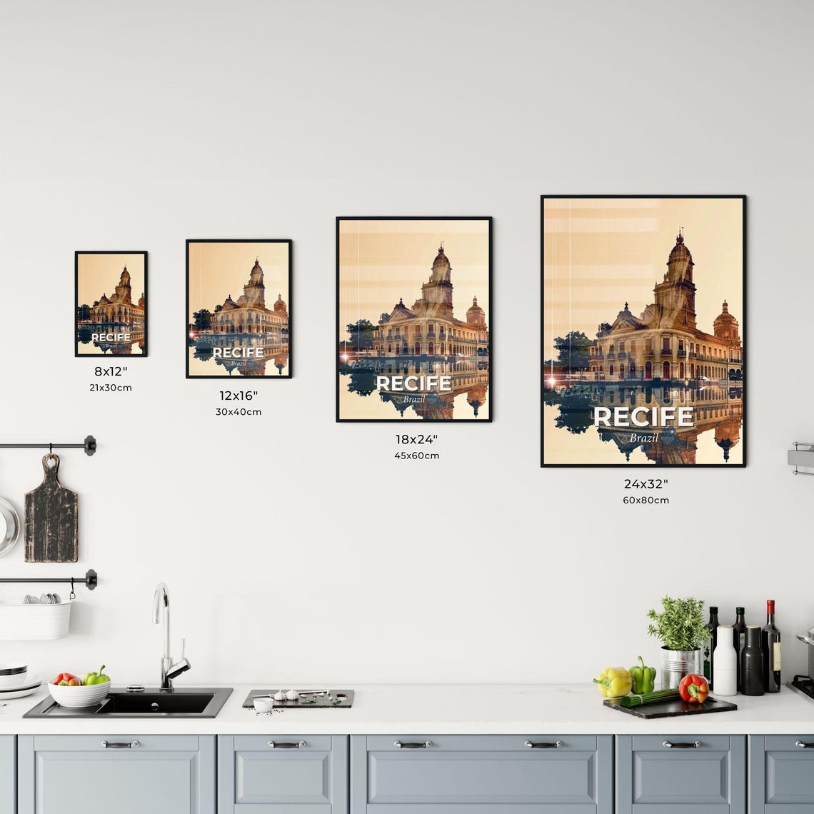 Recife Brazil Historic Twin Tower Palace Reflection Art Poster - Image 3