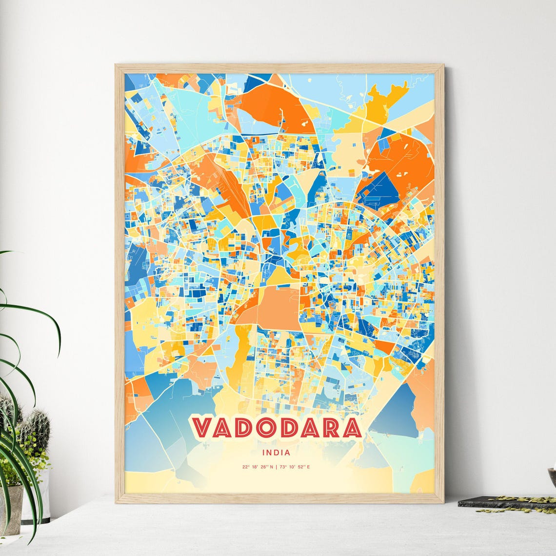 Vadodara India Colorful City Map Coordinates Modern Art Poster
