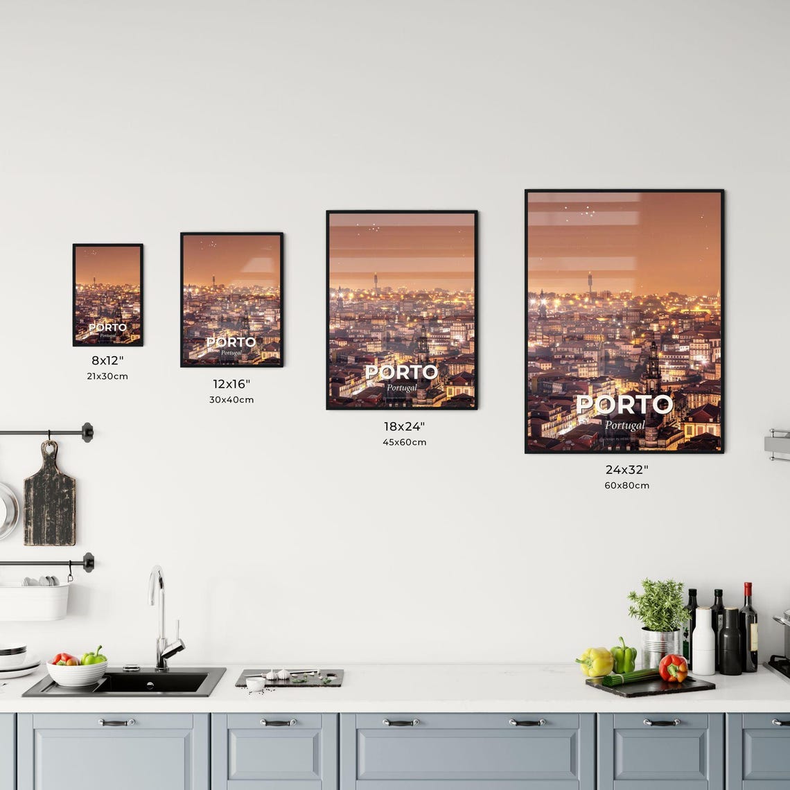 Porto Portugal Night Cityscape Rooftop Lights Travel Art Poster - Image 3