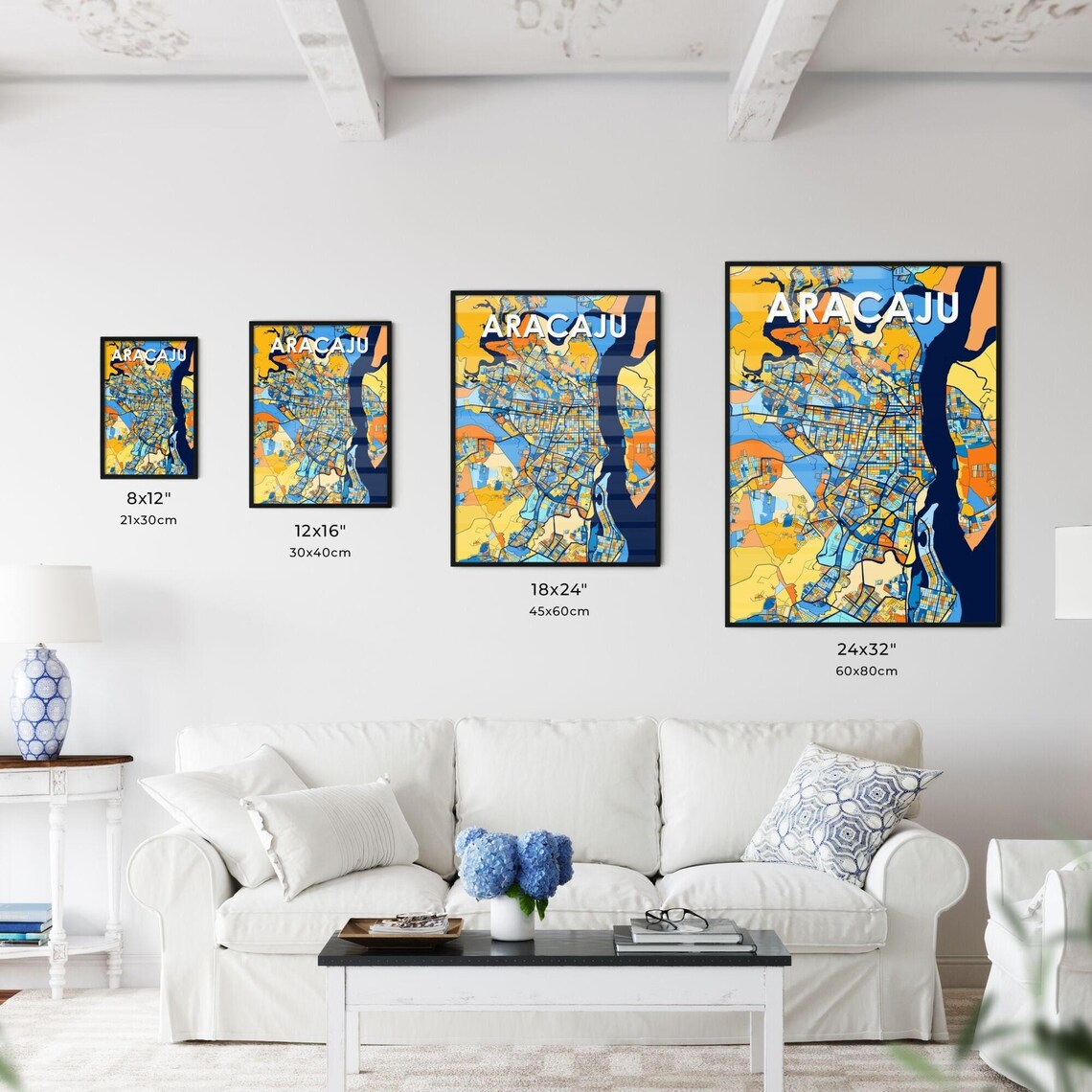 Aracaju Brazil Coastal City Map Art Poster Bold Navy Blue Street Design - Image 3