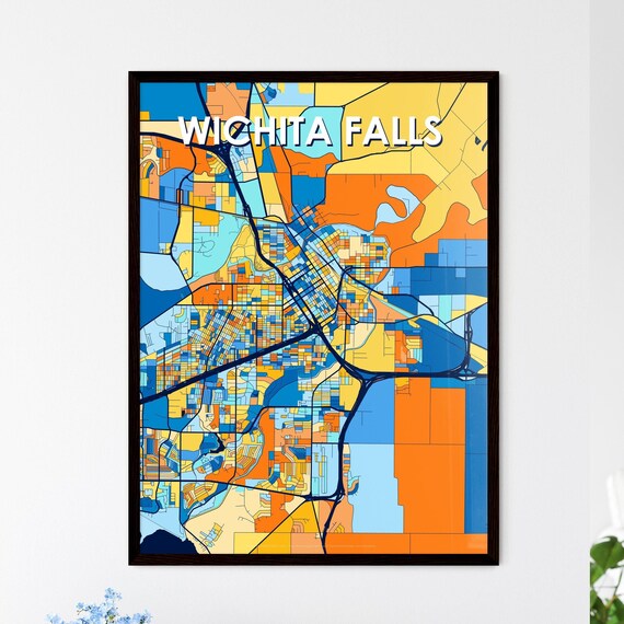 Wichita Falls Texas Bold Colorful City Map Art Print Wall Decor