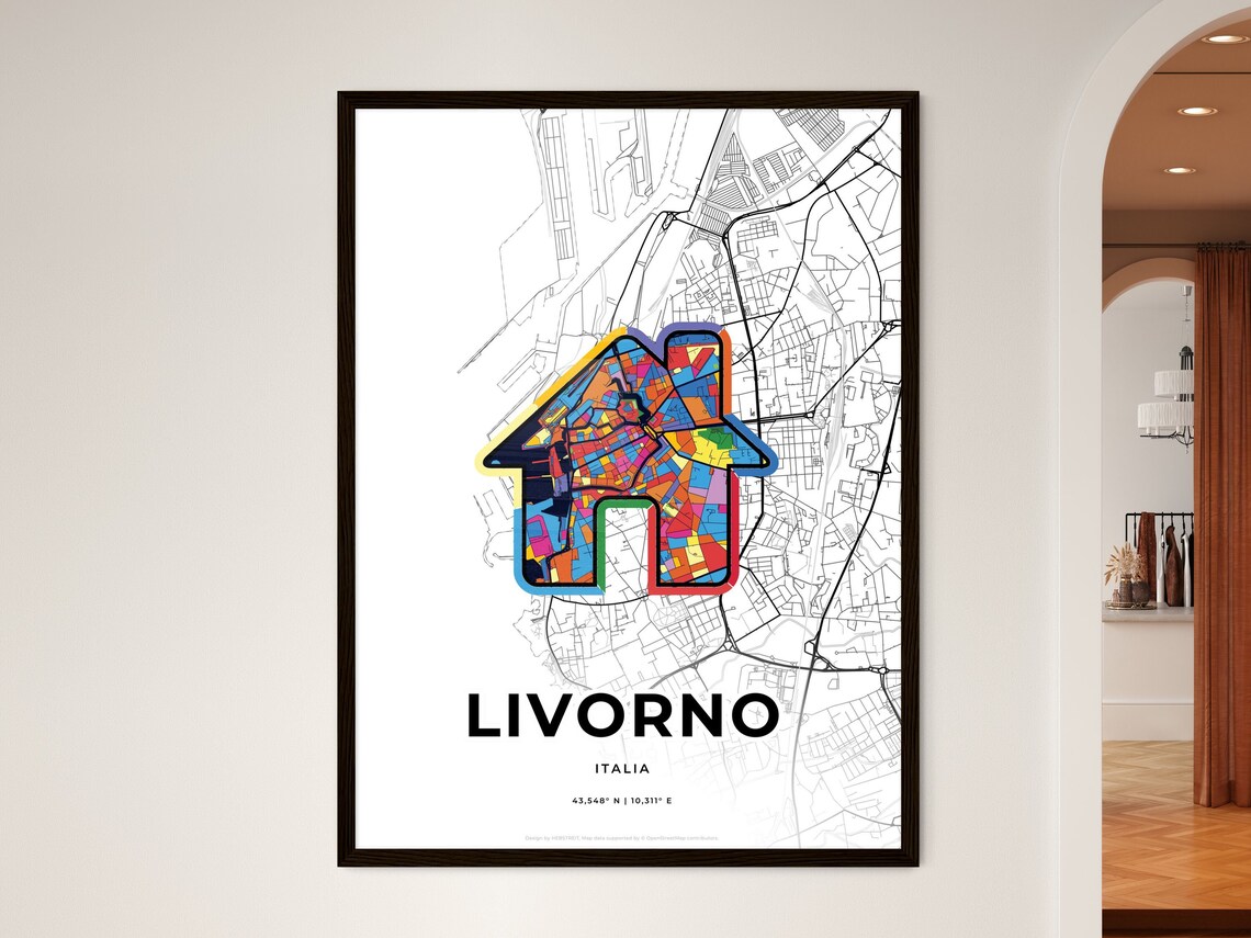 Livorno Italy Heart Map Art Poster Where It All Began Love Theme - Image 3