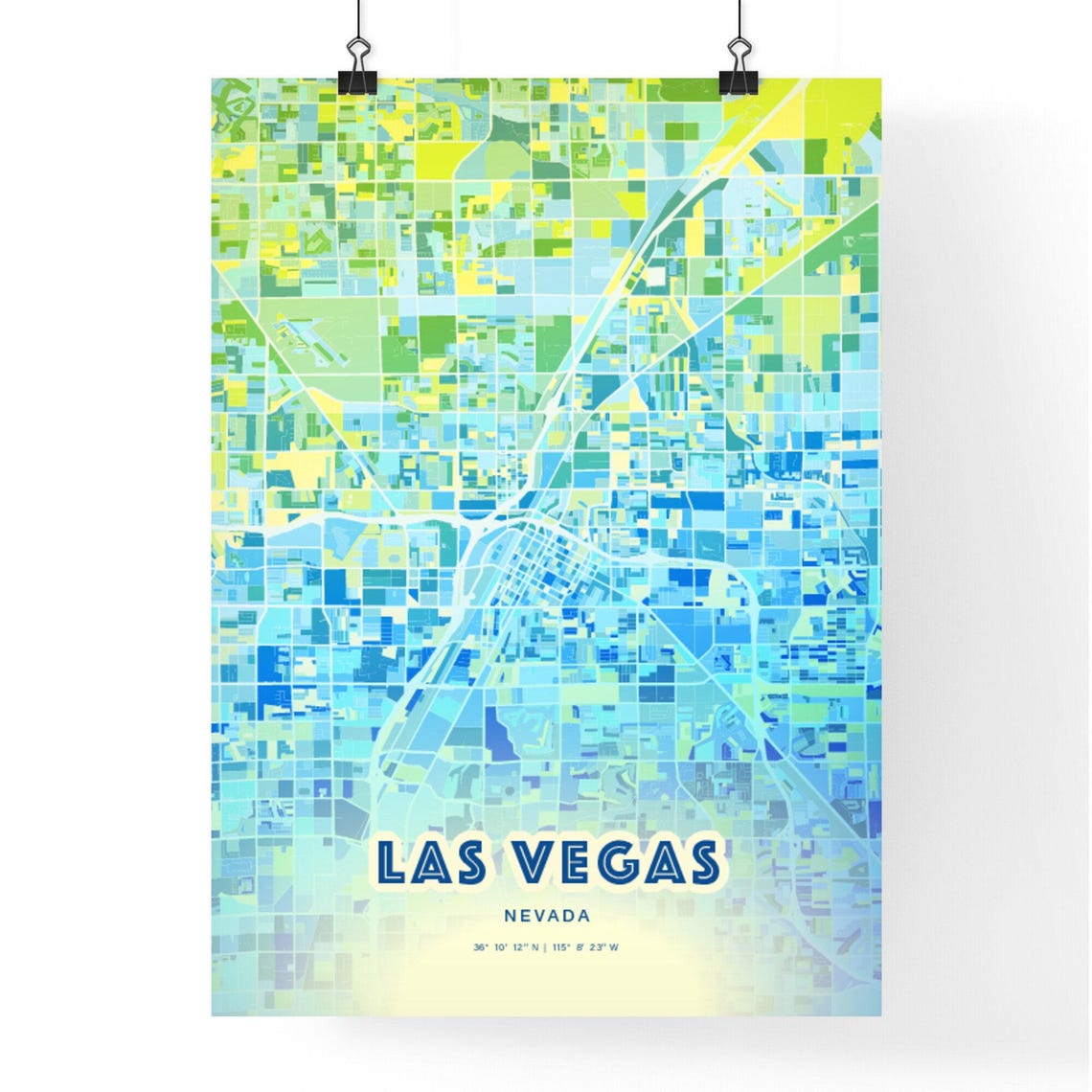 Las Vegas Nevada Vibrant Abstract Watercolor City Street Map Poster - Image 3