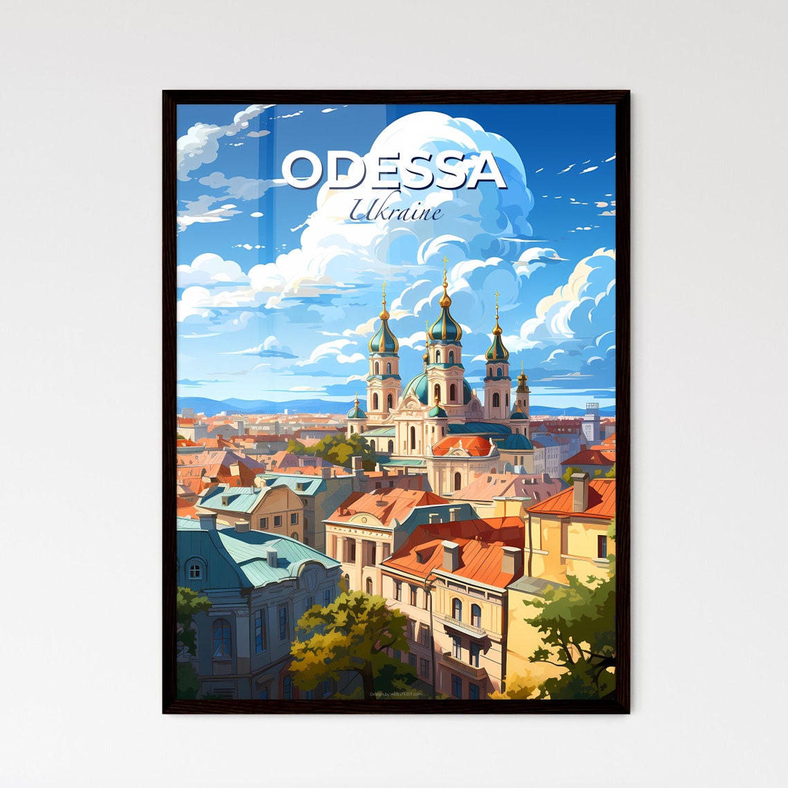 Odessa Ukraine Onion Dome Cathedral Rooftop Skyline Travel Poster