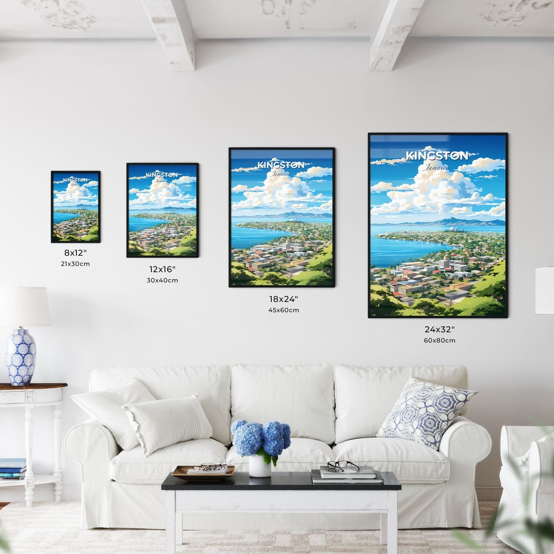 Kingston Jamaica Harbor Mountains City View Island Travel Poster - Image 3