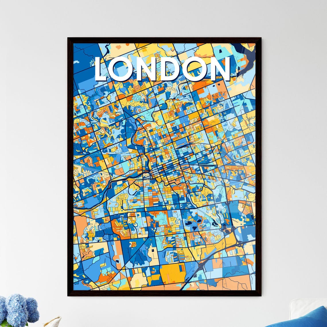 Custom London Canada Vibrant Colorful City Street Map Art Poster