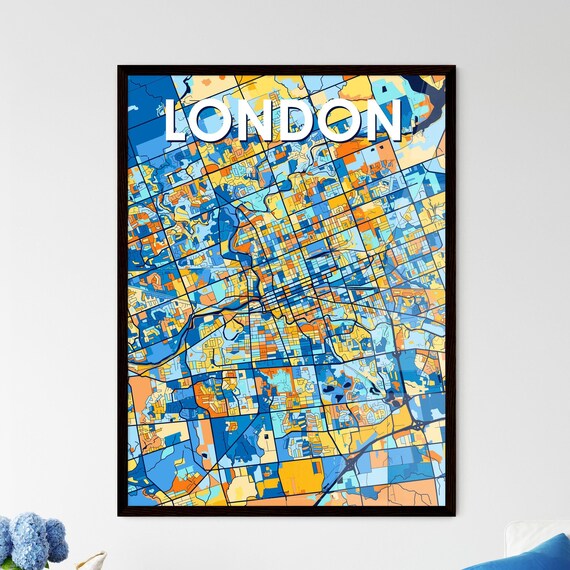 Custom London Canada Vibrant Colorful City Street Map Art Poster
