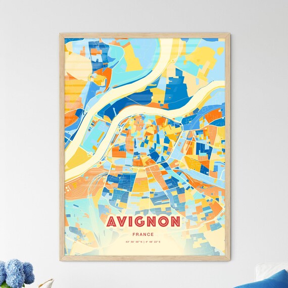 Avignon France Colorful City Map Coordinates Modern Art Poster