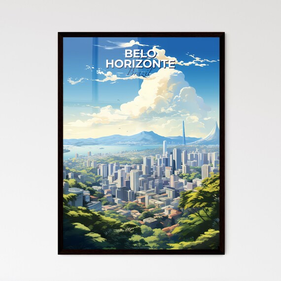 Belo Horizonte Brazil City Panorama Lake Mountain View Travel Poster