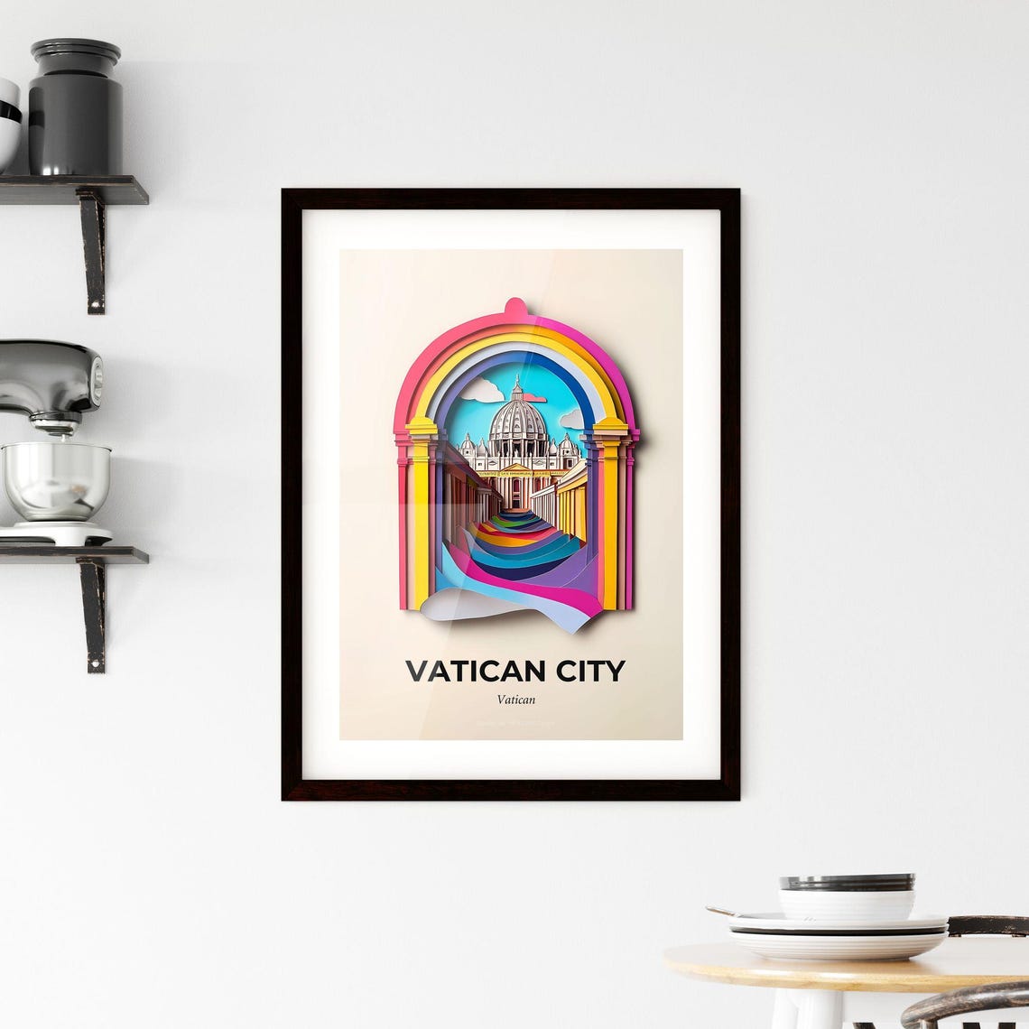Vatican City St Peters Basilica Rainbow Arch Paper Cut Poster - Image 2