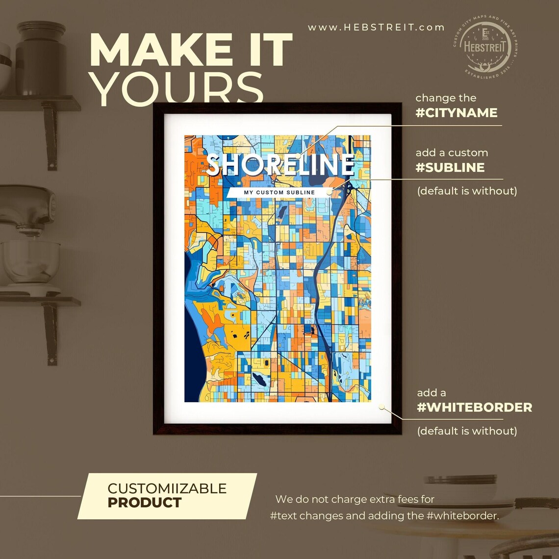 Shoreline Vibrant Geometric Mosaic City Street Map Art Poster - Image 2
