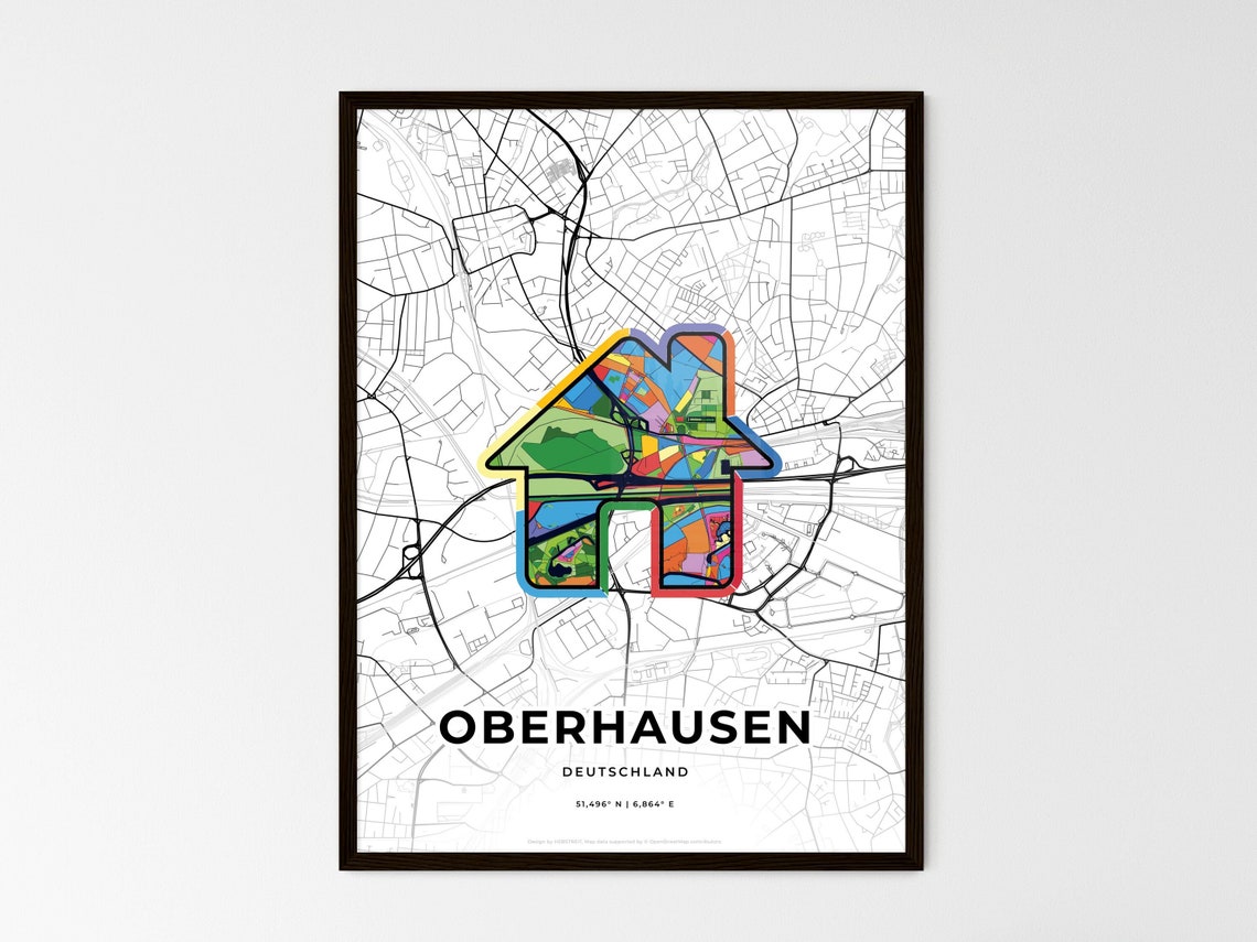 Oberhausen Germany Where It All Began Heart Map Coordinates Poster - Image 3