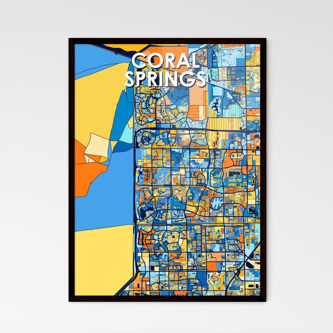 Coral Springs Florida Colorful Geometric City Street Map Poster