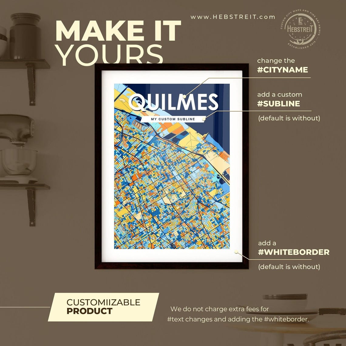 Quilmes Argentina Colorful Modern City Street Map Travel Decor Poster - Image 2