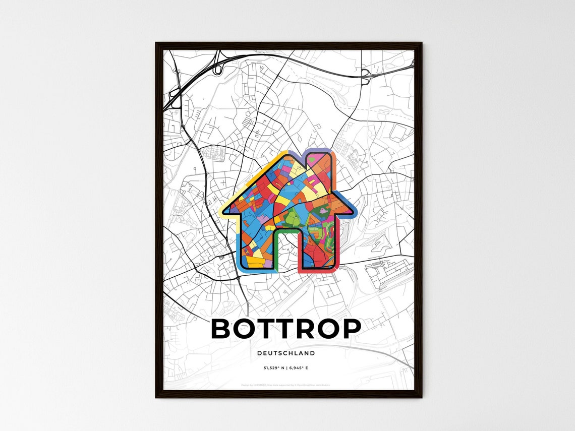 Bottrop Germany Where It All Began Heart Map Coordinates Poster - Image 3