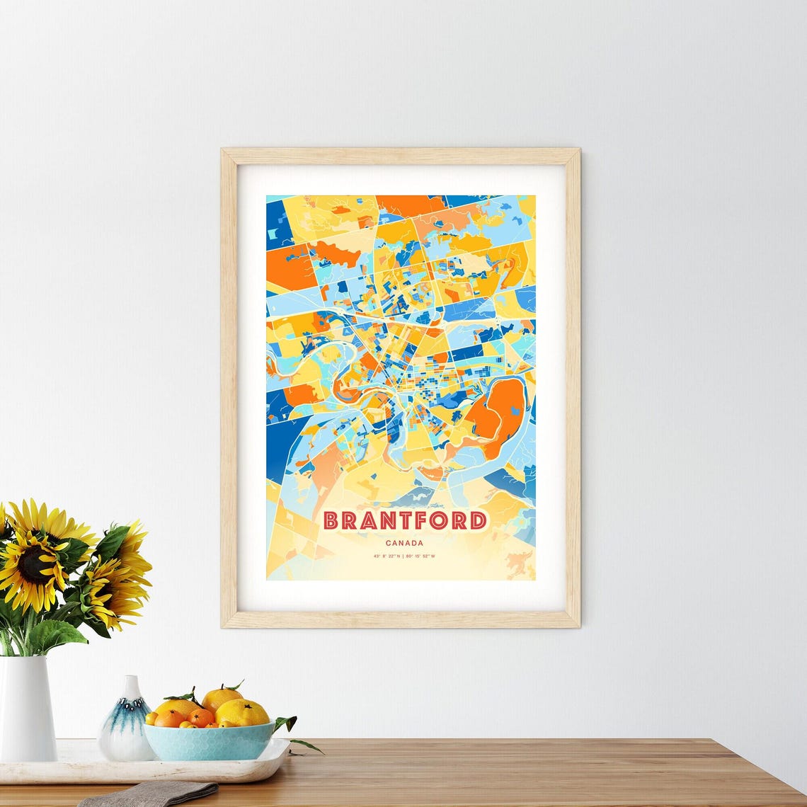 Abstract Brantford Canada Modern Colorful City Street Map Art Poster - Image 2