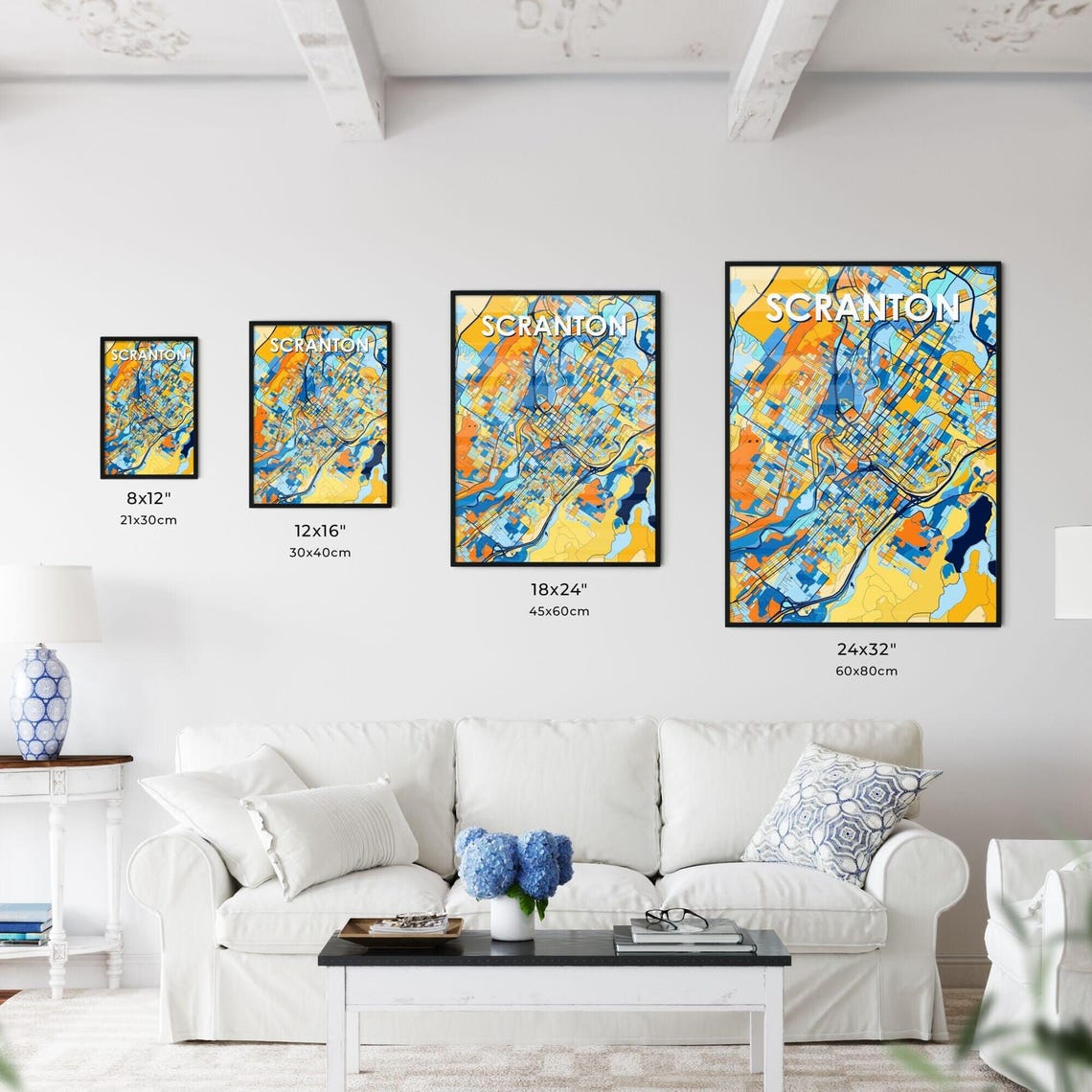 Scranton Pennsylvania Colorful Geometric City Street Map Poster - Image 3
