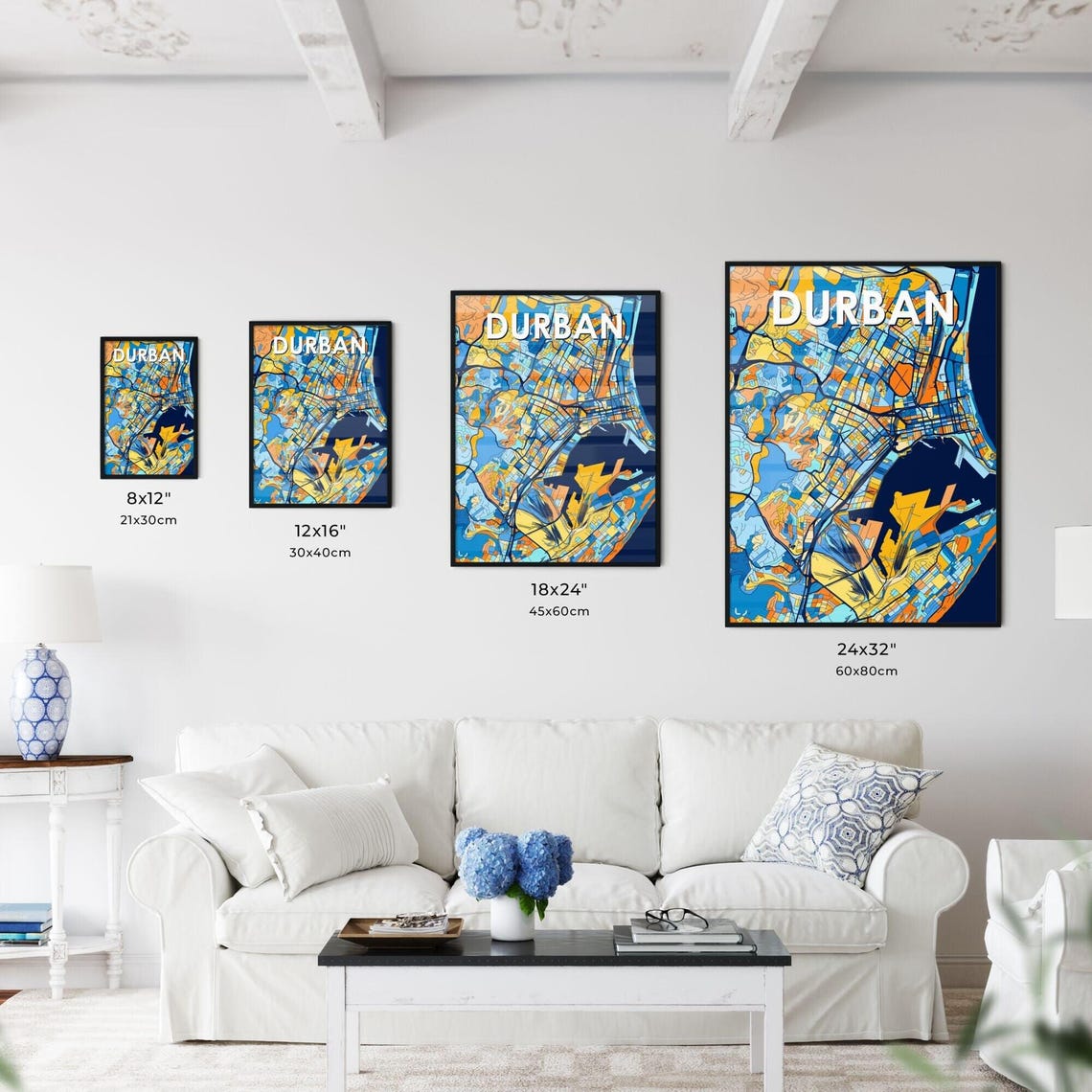 Durban South Africa Bold Vibrant Geometric City Map Art Poster - Image 3