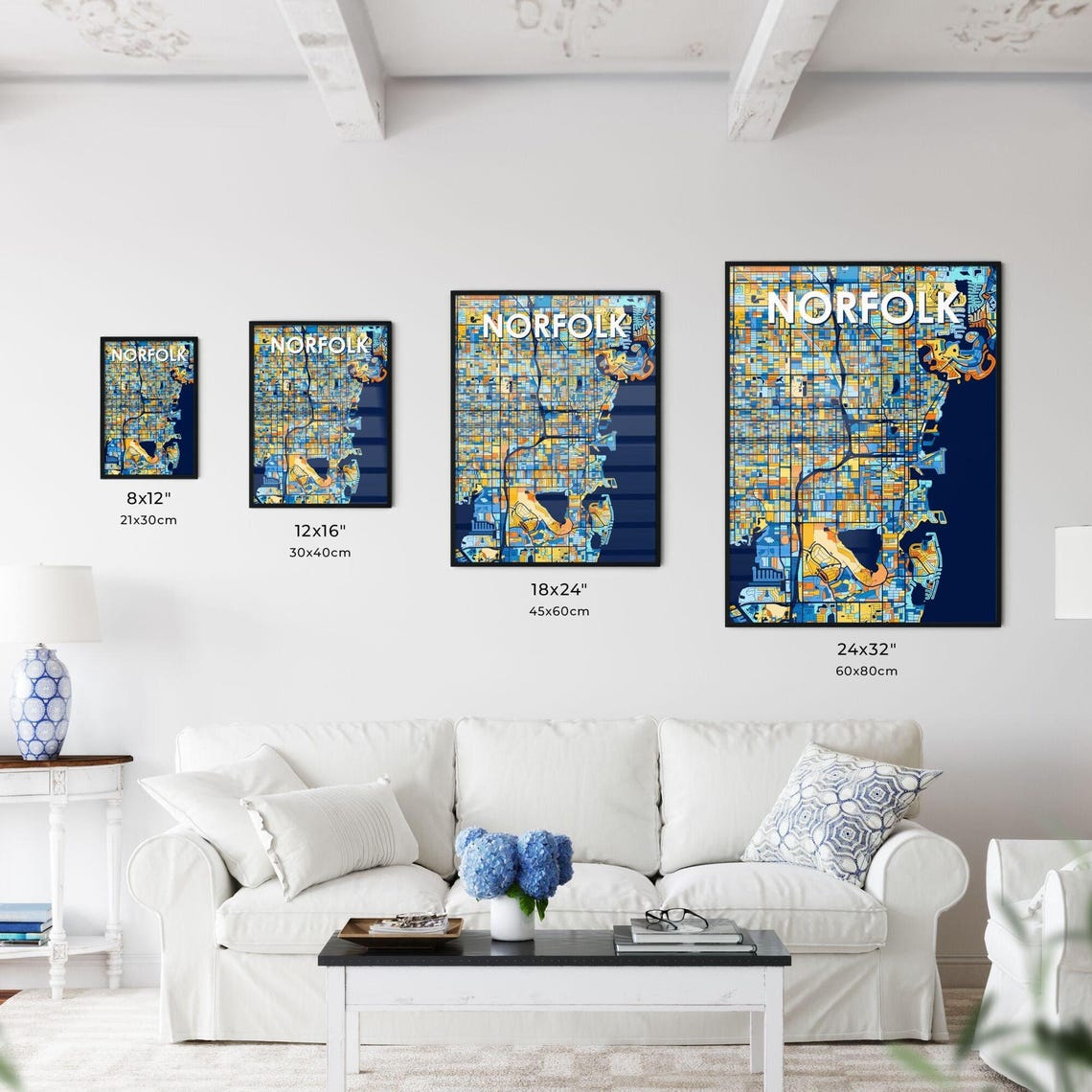Norfolk Virginia Vibrant Colorful Illustrated Street Map Art Poster - Image 3