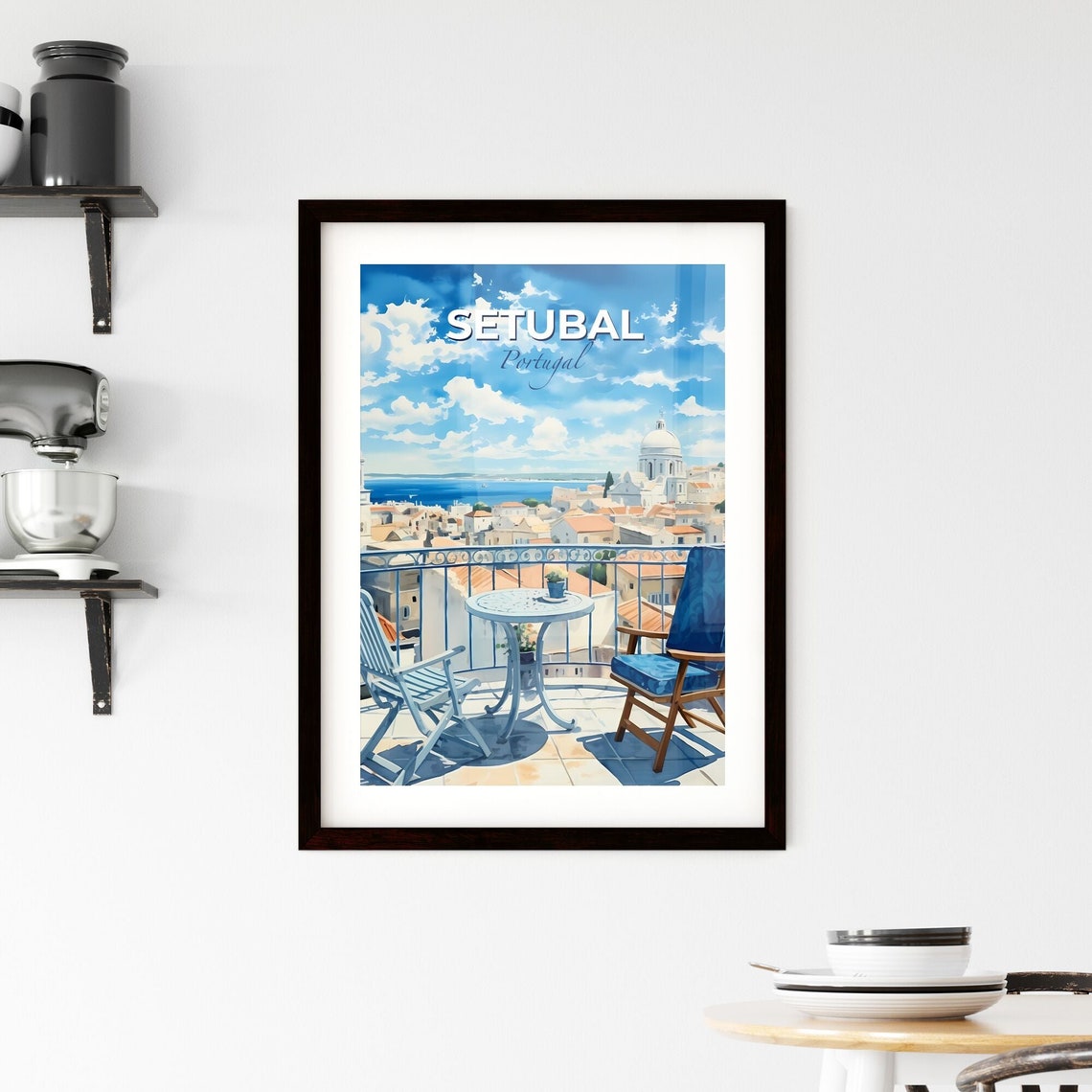 Setubal Portugal Balcony Sea View Travel Poster Coastal City Art - Image 2