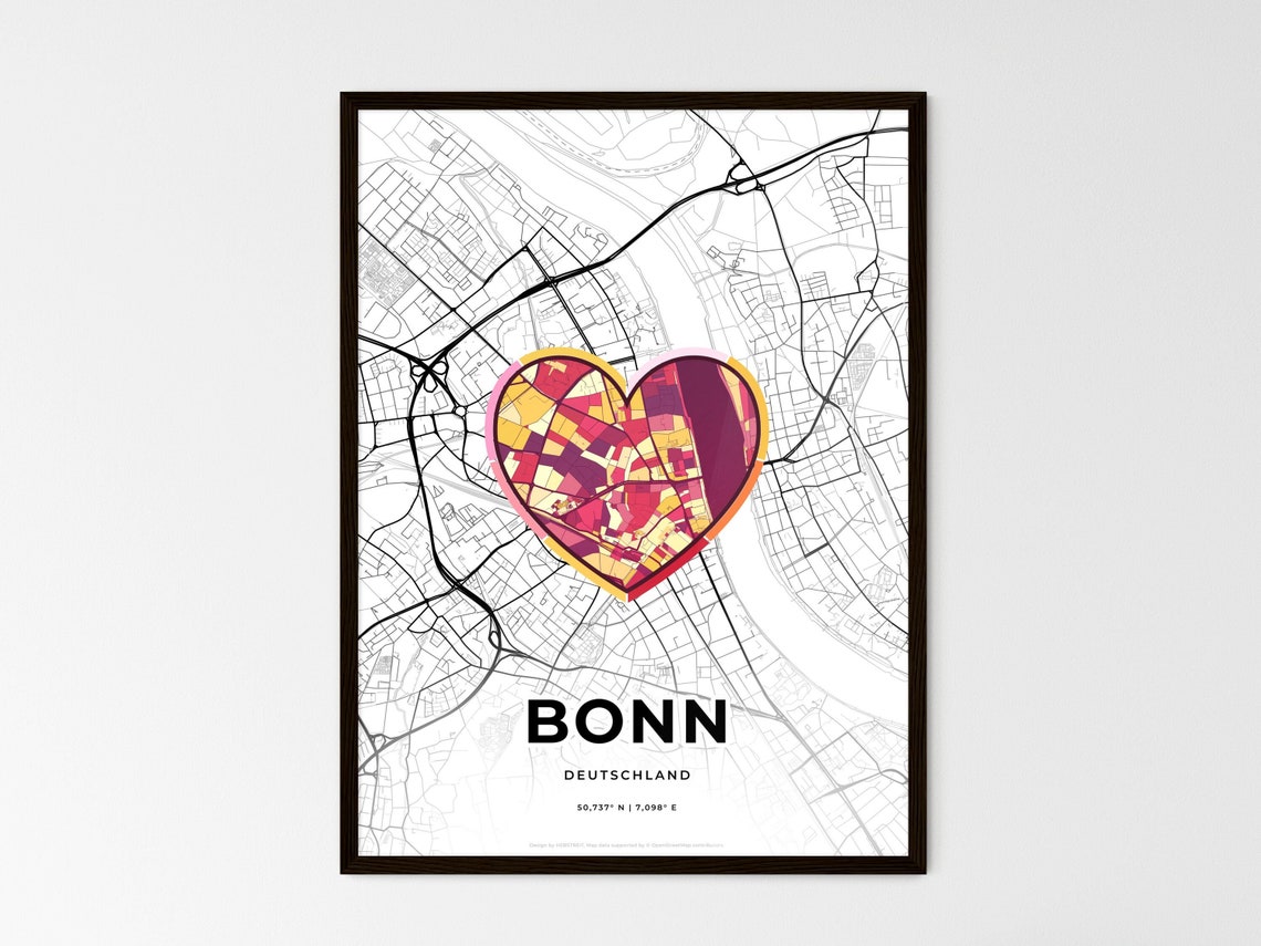 Bonn Germany Where It All Began Heart Map Coordinates Poster