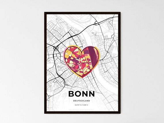 Bonn Germany Where It All Began Heart Map Coordinates Poster
