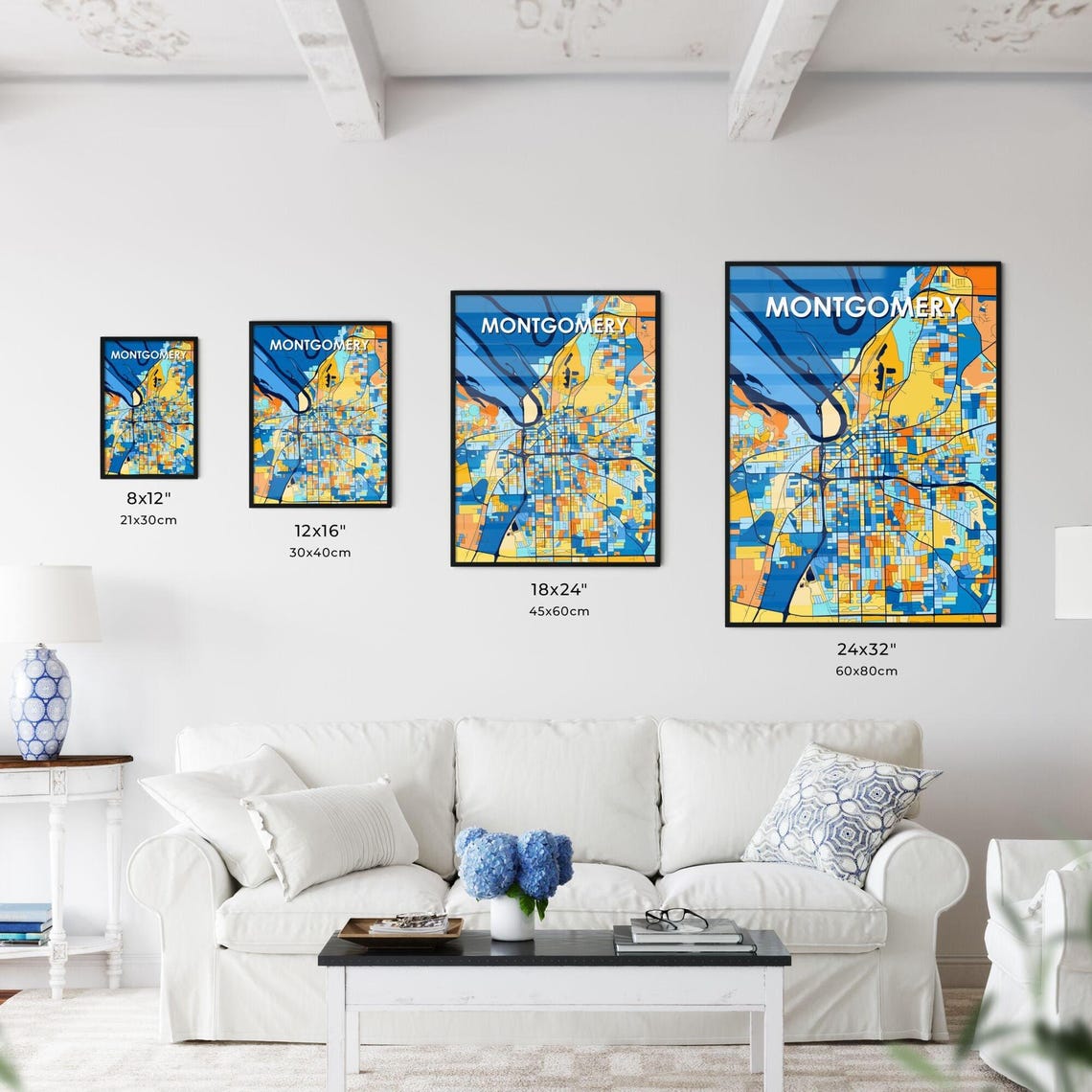 Montgomery Alabama Colorful Geometric City Street Map Poster - Image 3