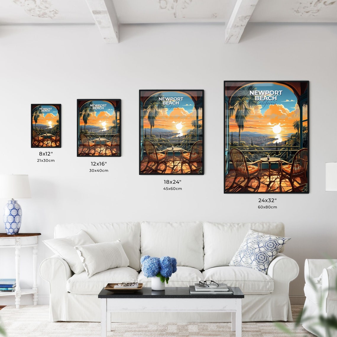 Newport Beach California Balcony Ocean Sunset View Travel Poster - Image 3