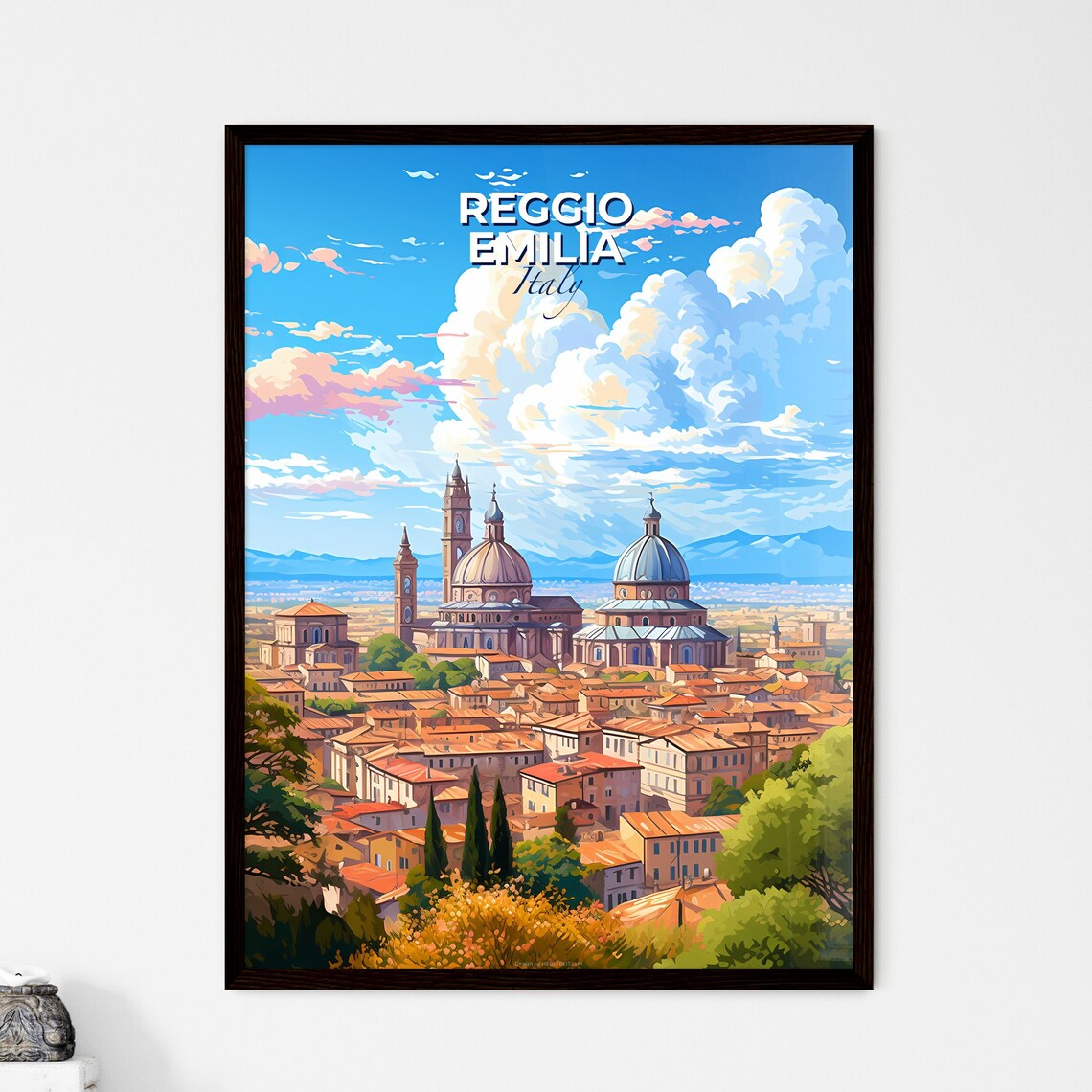Reggio Emilia Italy Skyline Dome Church Rooftops Travel Cityscape Poster