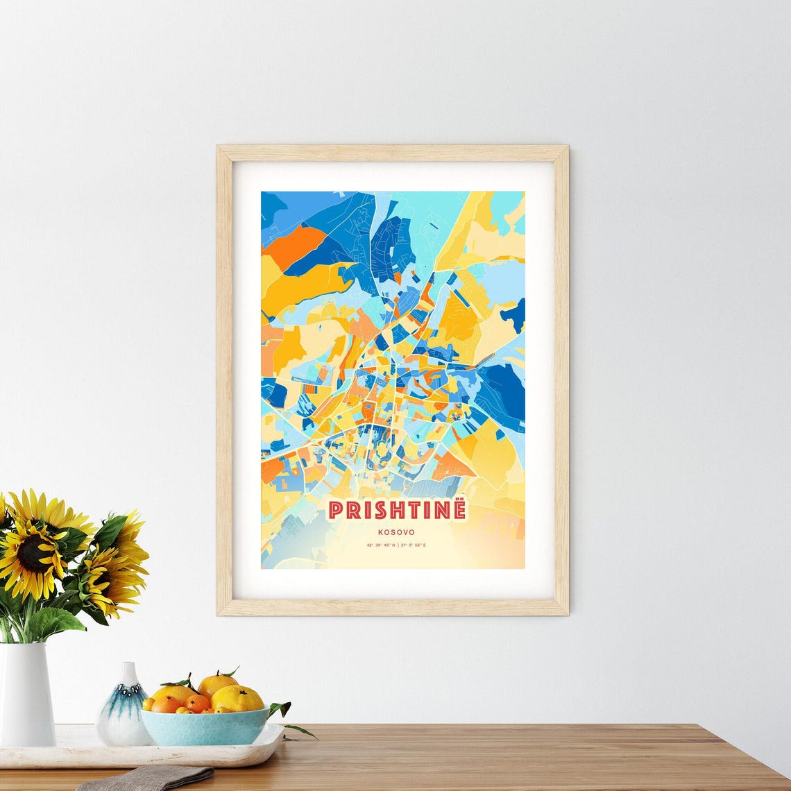 Prishtine Kosovo Colorful City Map Coordinates Travel Poster - Image 2