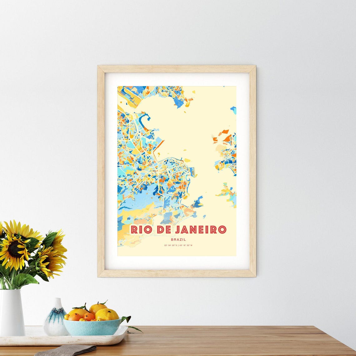 Rio de Janeiro Brazil Colorful City Map Art Coordinates Poster - Image 2
