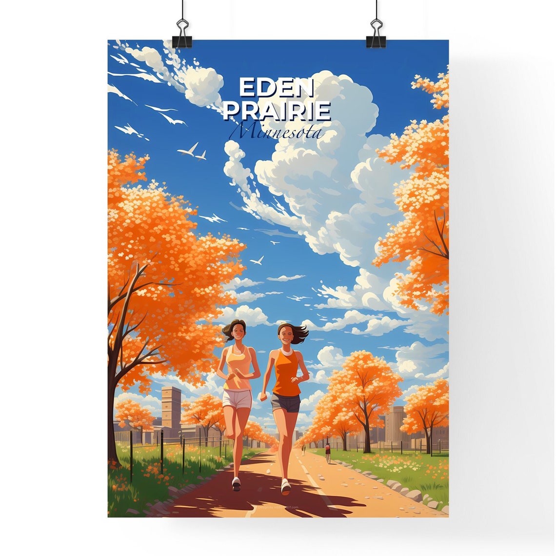 Eden Prairie Minnesota Autumn Joggers Orange Trees Trail Poster - Image 4