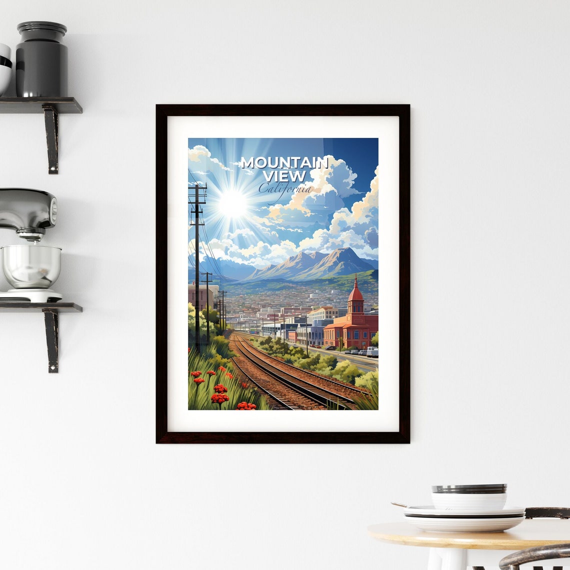 Mountain View California Rail Tracks Sunny Valley Travel Poster - Image 2