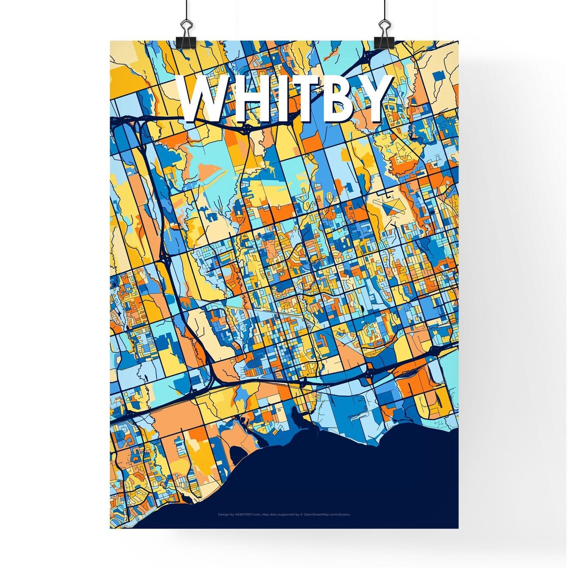 Whitby Ontario Canada Colorful Modern City Street Map Travel Decor Poster - Image 4